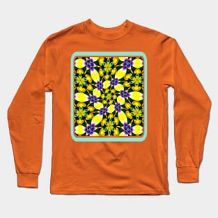 Yellow and Purple Daisy Pattern Long Sleeve T-Shirt